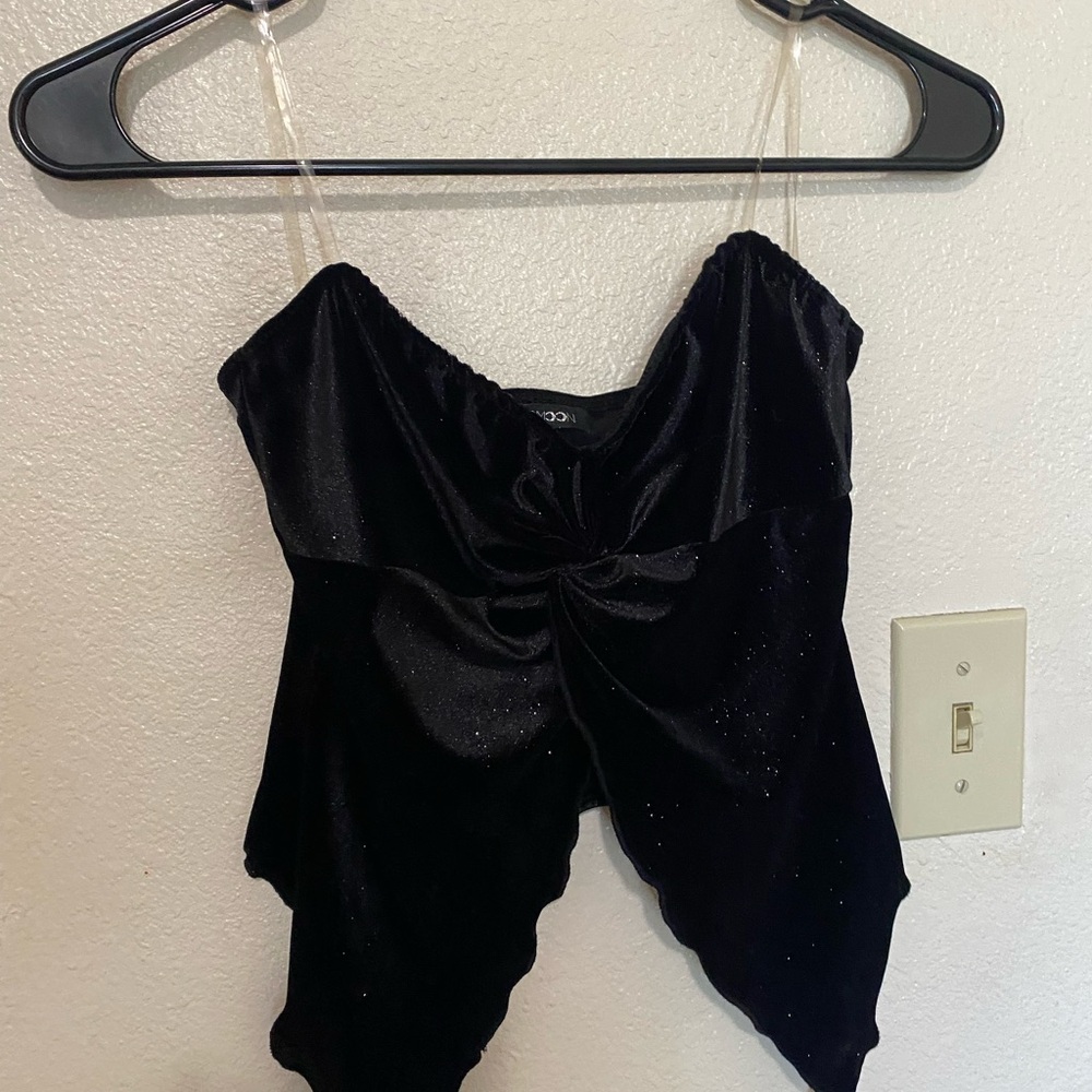 Papermoon Black Asymmetrical Tie Front Camisole